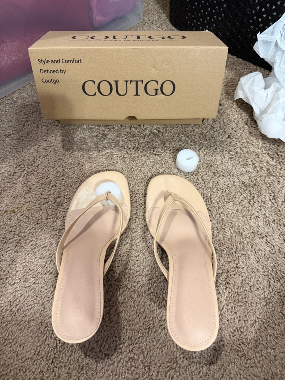 Women's Coutgo Nude Kitten Heel Sandals